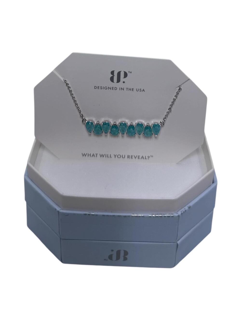 Bomb Party Lab Created Blue Topaz Necklace with Rhodium Plating